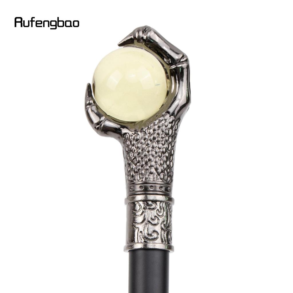 Drakklo Grepp Ljusgul Glasboll Silver Gångstav Mode Dekorativ Gångpinne Cosplay Gångstavsknopp Biskopsstav 93cm