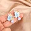 1pair Resin Fabric Fabric Flower Earring Pink Blue White Ear Accessories  Vacation Beach Daily