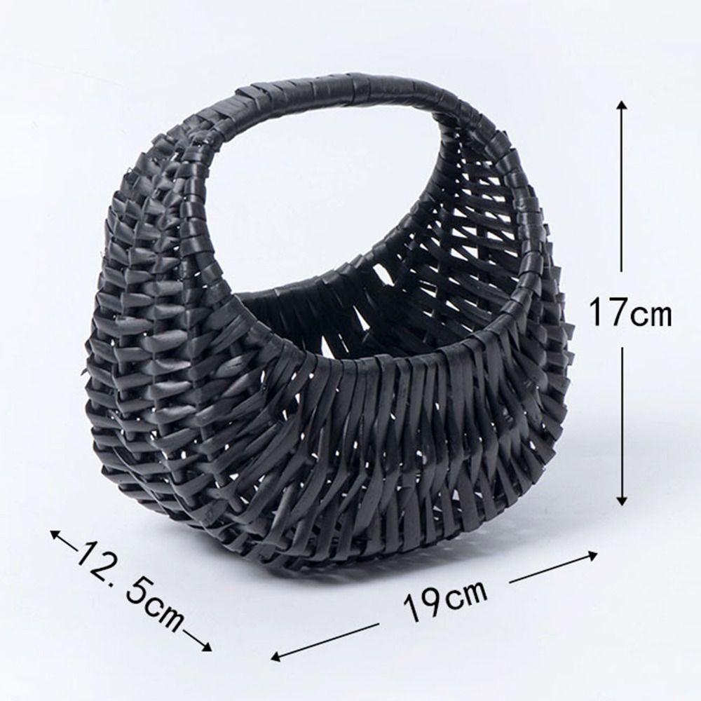 Durable With Handle Flower Basket Half Moon Hand-held Rattan Basket DIY Handmade Storage Container Home Decoration