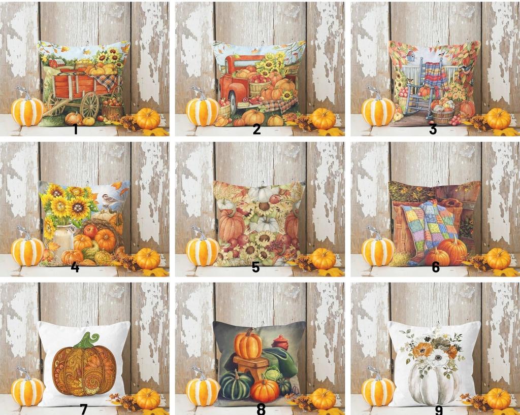 Pumpkin Design Fall Pillow Cover Halloween Orange Cushion Autumn Fall Pillow Case Orange & Green Pumpkins Pillowcase