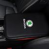 Car Armrest Box Mats Leather Center Console Covers Accessories For Skoda Octavia Superb Rapid Kodiaq Karoq Fabia Kamiq Roomster Citigo
