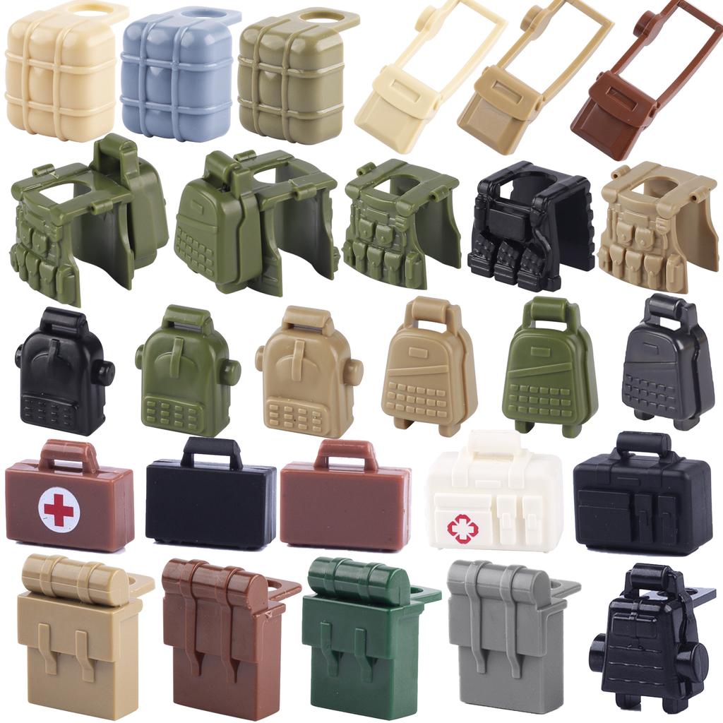 MOC Military SWAT Soldiers Building Blocks Accessories Set Medical Box Vest Backpack Bricks Kids Gift