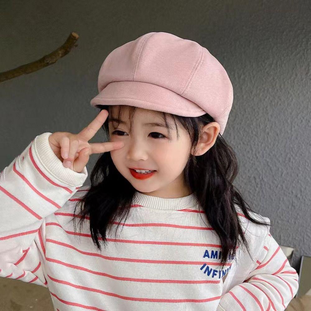 Y2K Kids Berets Cap Flat Children Newsboy Cap Soft Octagonal Hat  Boys