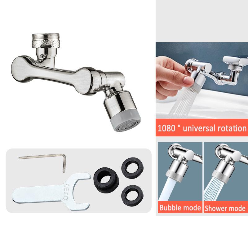 Brass Material Universal 1080 °Swivel Robotic Arm Swivel Extension Faucet Aerator Kitchen Sink Faucet Extender 2Water Flow Mode