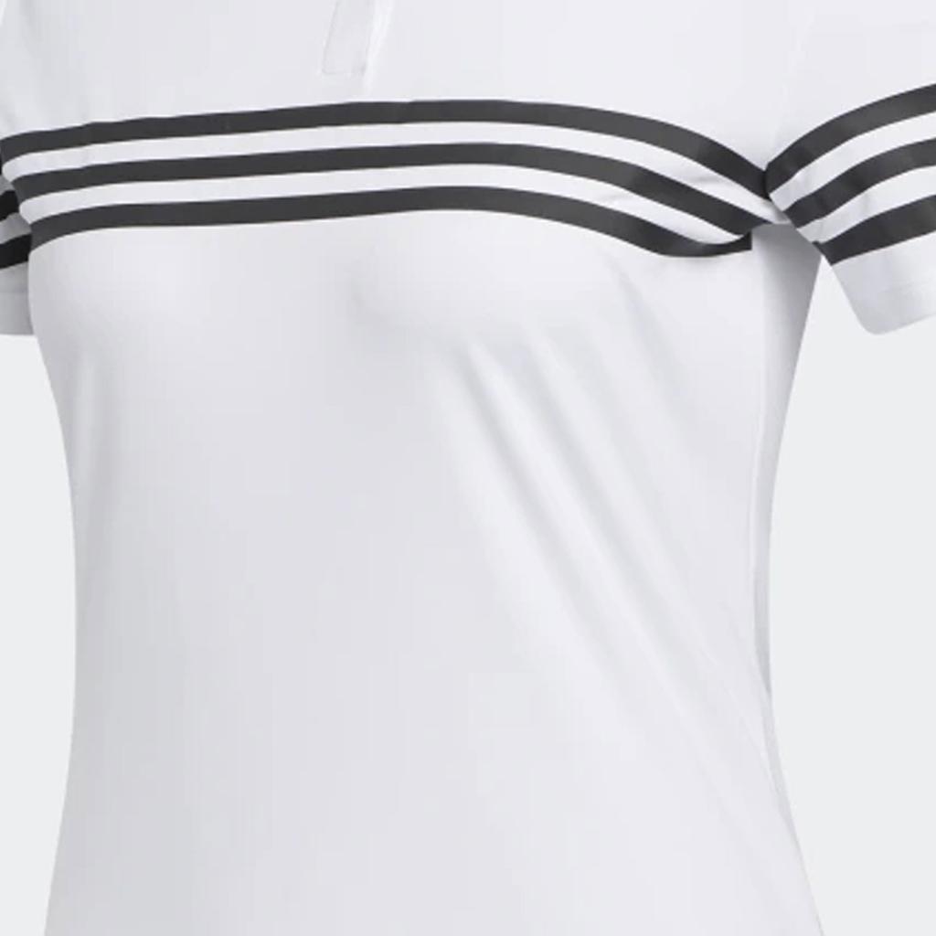 Adidas Striped Casual Soft Comfortable Short Sleeve Polo Shirt Women Tops White FS6463