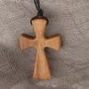 Lederseil Kreuz Halsketten Handgeschnitzte Halskette für Gebet Retro Kreuz Anhänger Geburtstagsgeschenk