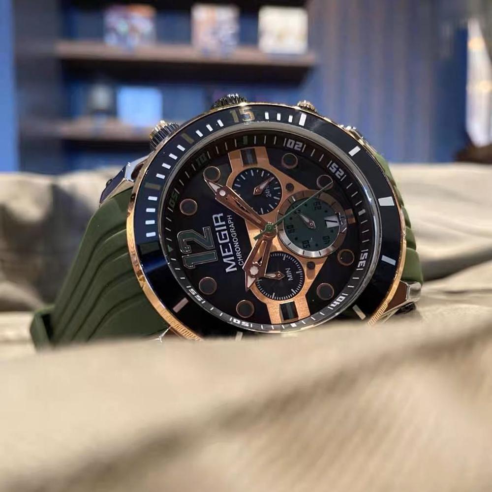 Fashion Waterproof Quartz Watches for Men Luxury Military Sport Chronograph Wristwatch with Silicone Strap