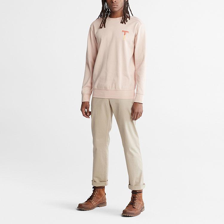 Timberland Letter Knit Crewneck Sweatshirt Men Sweatshirt Light-Pink A62VN-662