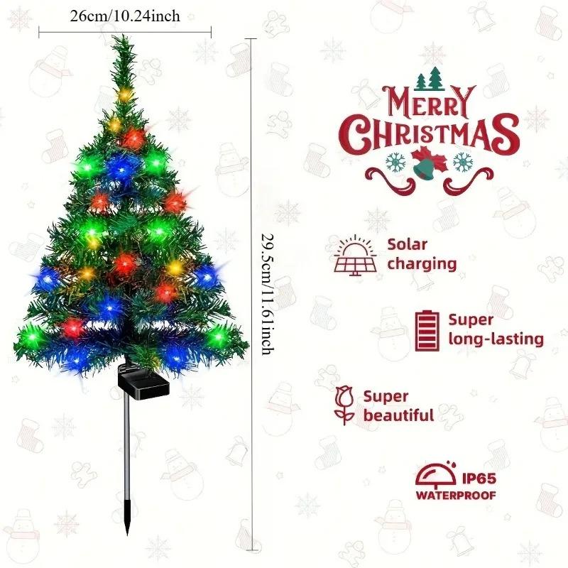 Christmas Tree Lights Solar Waterproof IP65 Durable Outdoor Decoration Lawn Balcony Easy Installation No Wiring Christmas Decora