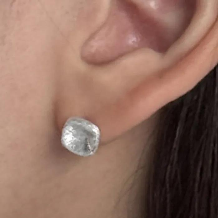 925 Matte square stud earrings