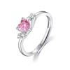 925 Sterling Silver Heart Pink Zircon Crystal Couple Rings For Woman Men Lovers Wedding Engagement Party Gift Charm Jewelry
