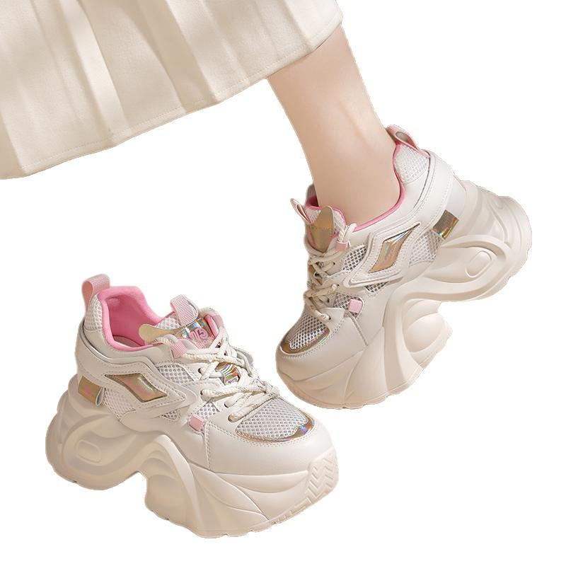 Thick-soled heightening dad shoes women's summer 2025 mesh breathable lightweight soft-soled heavy industry casual sports shoes