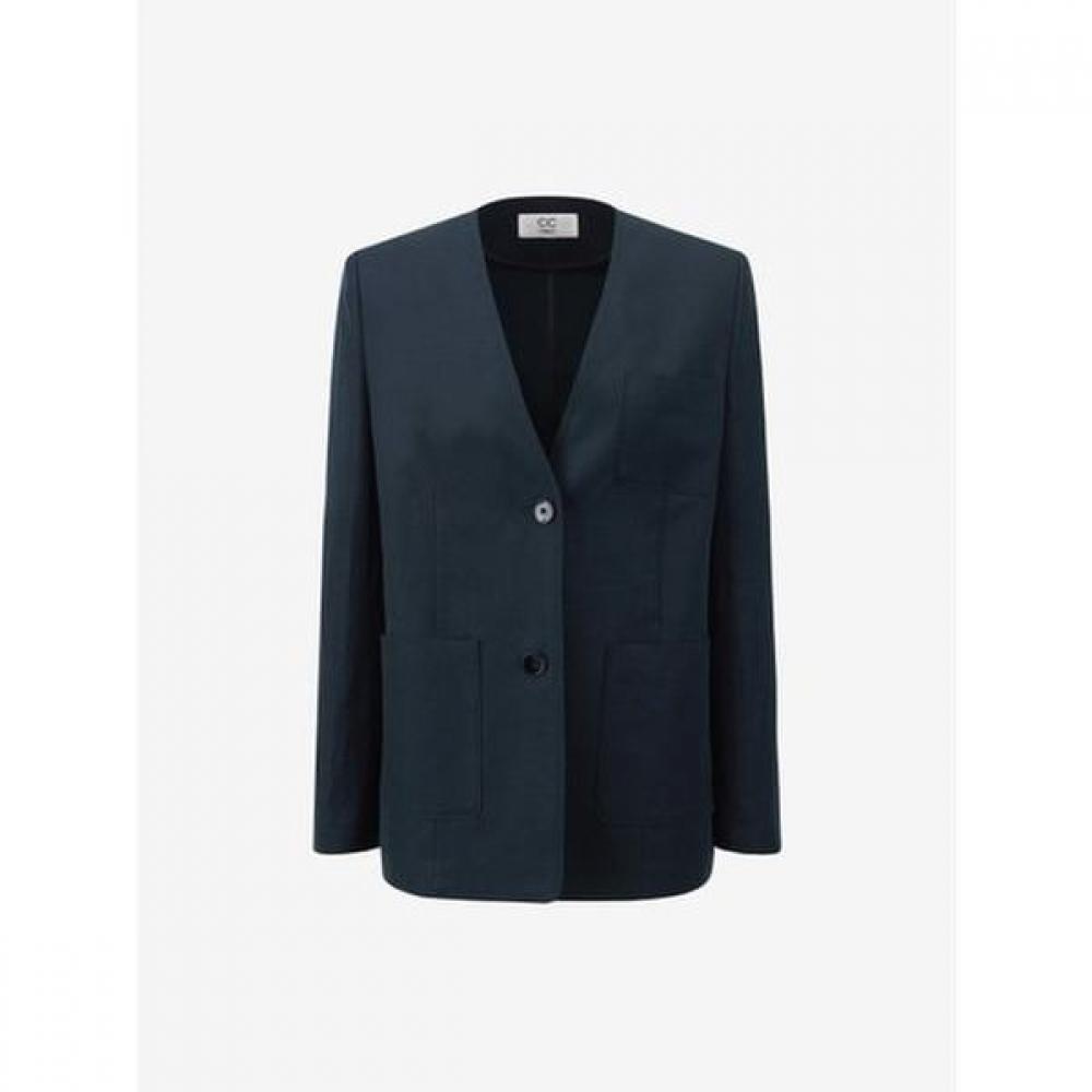 Cc Collect Linen Blend Collarless Jacket C252msf032