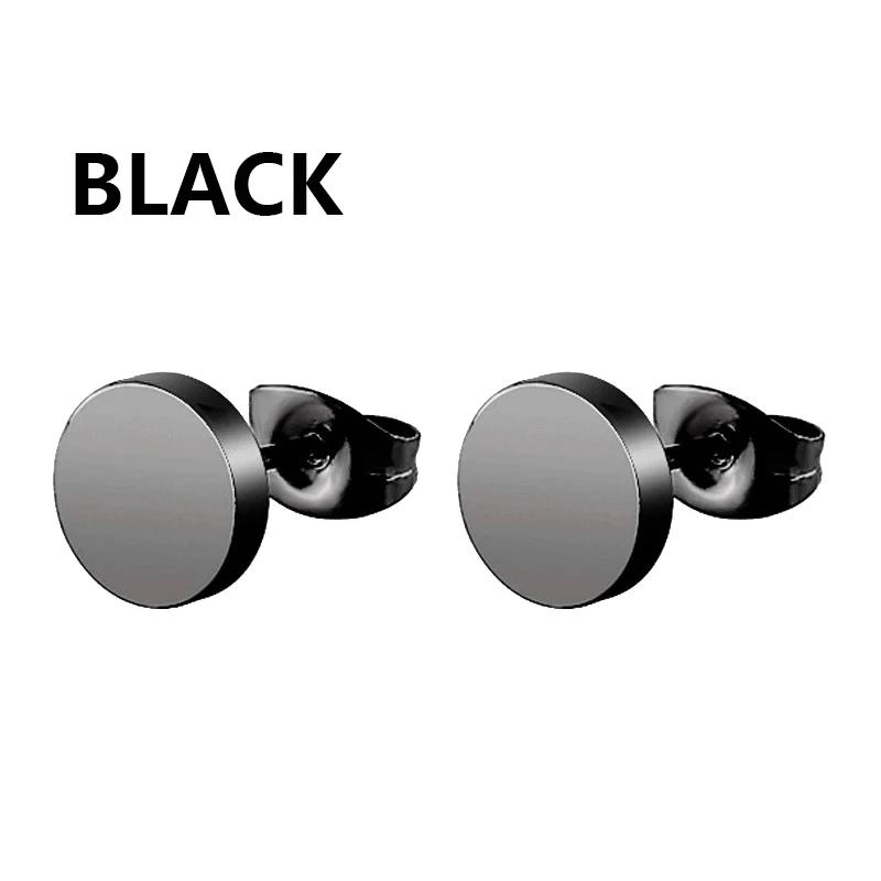 1 Pairs Black Stainless Steel Earrings Punk Unisex Geometry Simple Trend Fashion Drop Earrings Women Men Gothic Stud Earrings