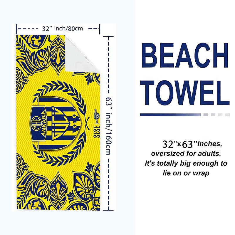 Ankara Gücü Print Beach Towel, Large Soft Quick Dry Towel for Beach Camping Swimming