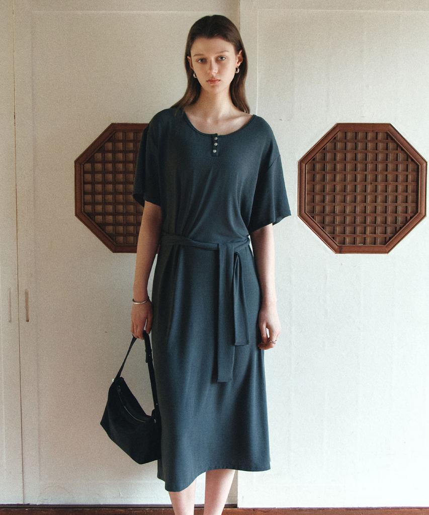 Siyajyu Sia8042 Relaxed Jersey Wrap Dress_Charcoal