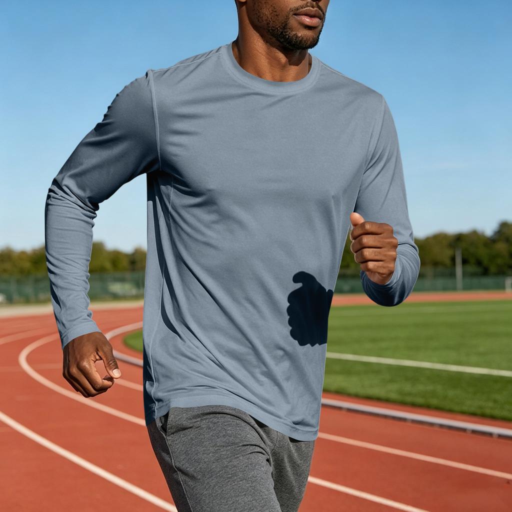 Men's Casual Loose Fit Long Sleeve Shirt Crew Neck Lightweight Soft Fabric Comfortable Everyday Wear