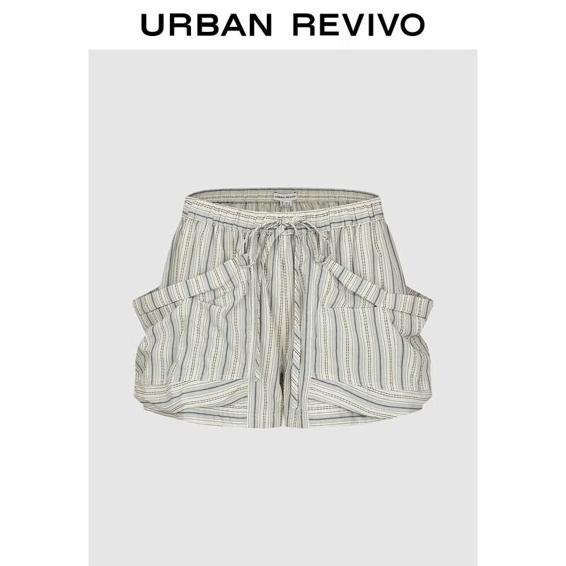 UR2026 Women s Striped Big Pocket Casual Shorts S