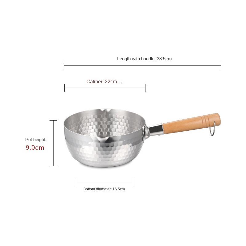 Japanese Snowflake Stainless Steel Pot Household Non-stick Uncoated Food Instant Noodle Cooking Pot with Pouring Spout Milk Pot