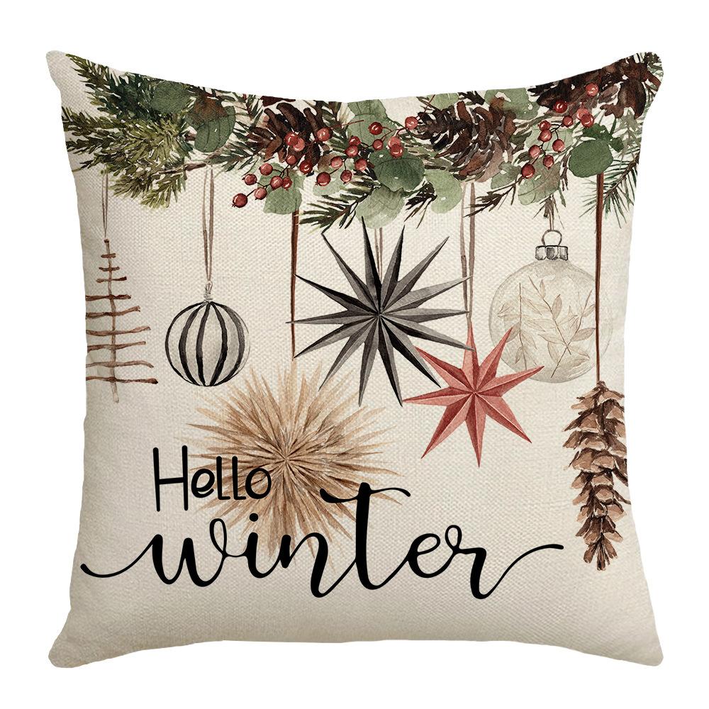 

Christmas Atmosphere, Festive and Warm Christmas Tree Decoration, Linen Pillow Case, Home Bedroom Sofa Cushion 45 * 45cm (without core)