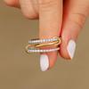 Copper Metal Luxury Multiple Levels Of Interlocking Zircon Ring Designed For Women Daily Life Trendy Fashion High Quality High Quality Fine High