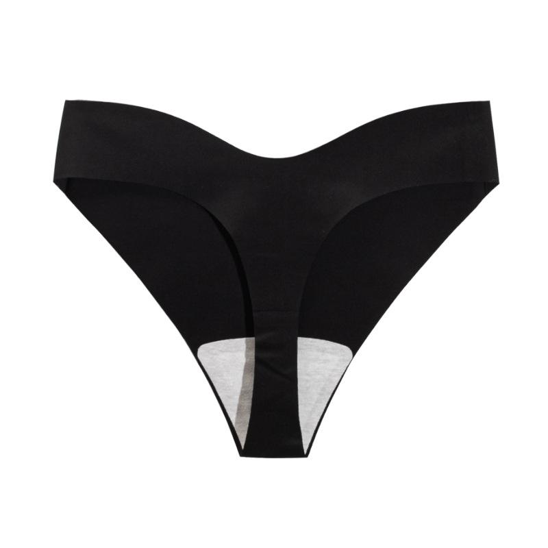 

Plus Size Women s Sexy Pure Cotton Antibacterial Crotch Ice Silk One Piece Non Mark Low Waist Thong Underwear M чёрный