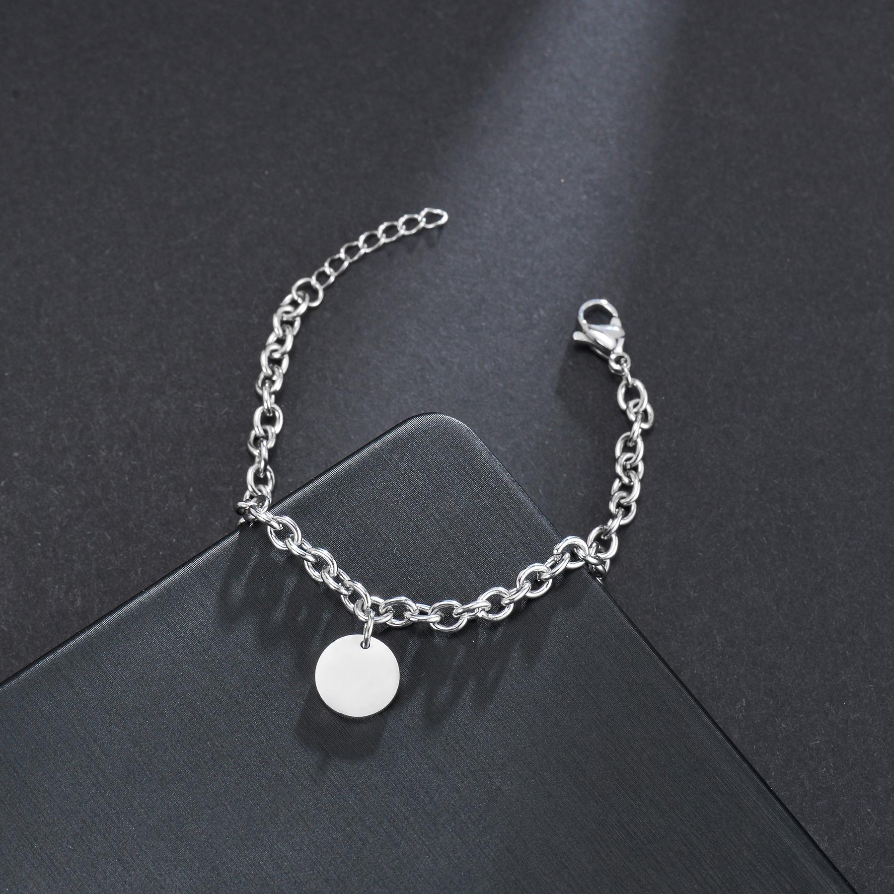 

Atoztide Engraved Name Bracelets Stainless Steel For Men Women Personalized Letter Date Bangle Thick Figaro Chain Jewelry Gift No Engrave