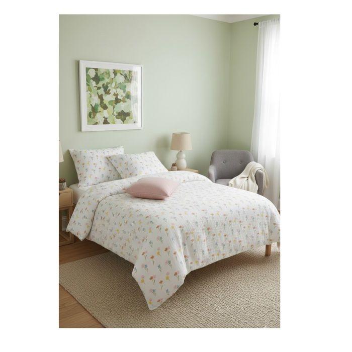 Parure de lit Floral en gaze de coton 220 x 240 cm