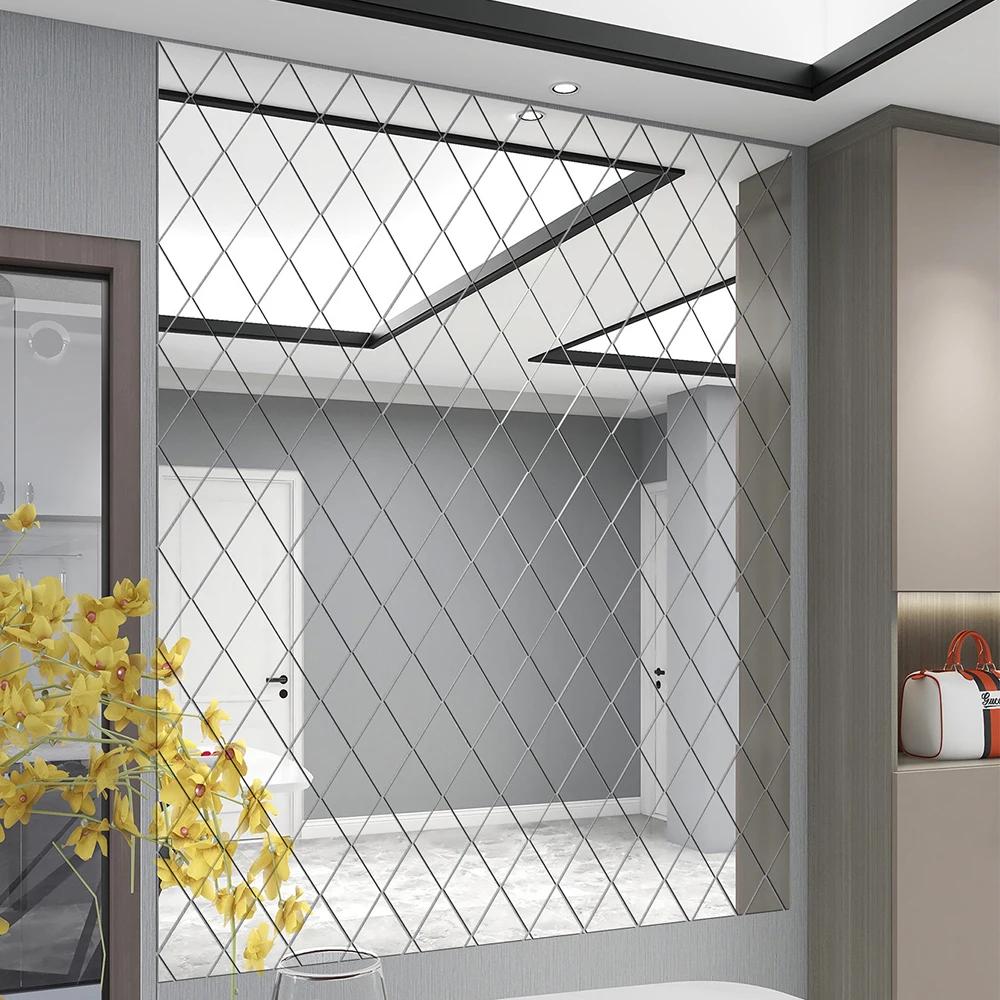 Kosočtvercové trojúhelníky Akrylové 3D zrcadlo Nálepky na zeď Obývací pokoj Koupelna Dekorativní Domácí Dekor Udělej si sám Zrcadlo Umělecká nástěnná dekorace Odnímatelné