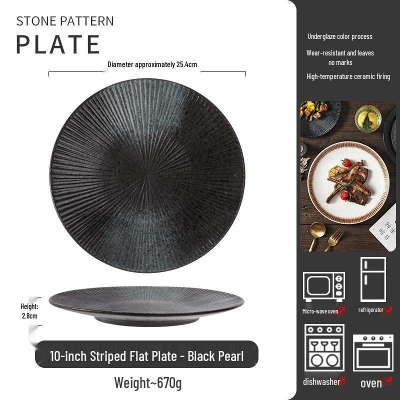 Japanese Ceramic Retro Dining Plate for Pasta, Steak, and Desserts