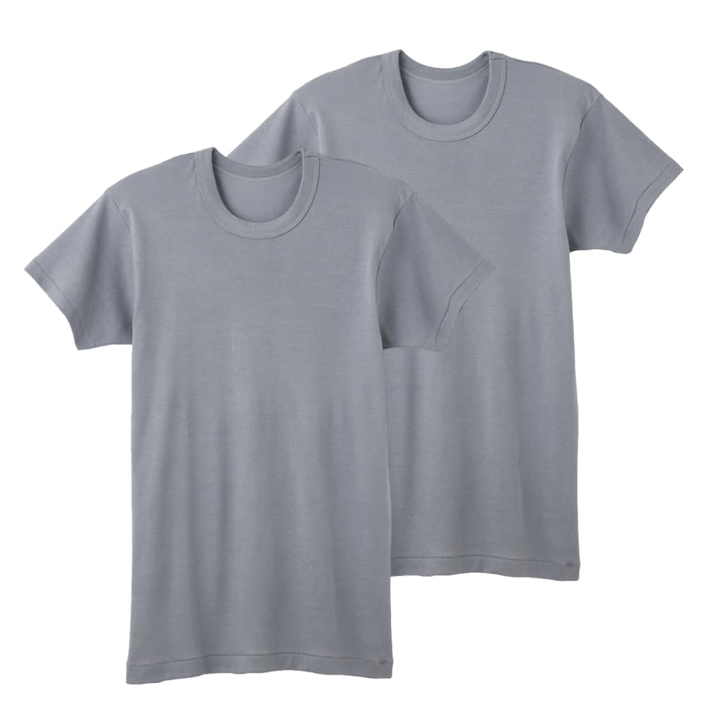 

Внутренняя короткая футболка с круглым вырезом cool для прохладного костюма новый свет L [Gunze] футболка, рукав, шея, 100% хлопок, лето, отделка, 2, RB47142, мужская, серая,