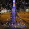 Solar LED Color Waterfall Curtain Lights - Outdoor Waterproof Decorative Christmas Icicle Lights