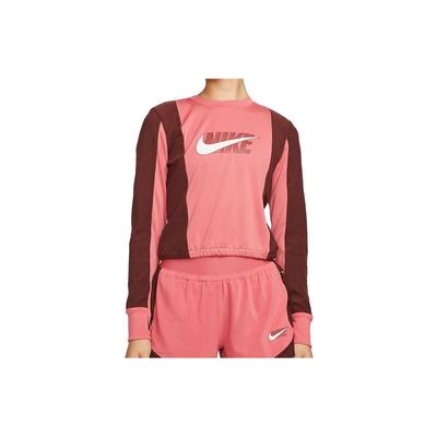 American Retro Printed Logo Fashion Casual Sports Crew Neck Long Sleeve T-Shirt Women T-Shirt Pink DD6943-622