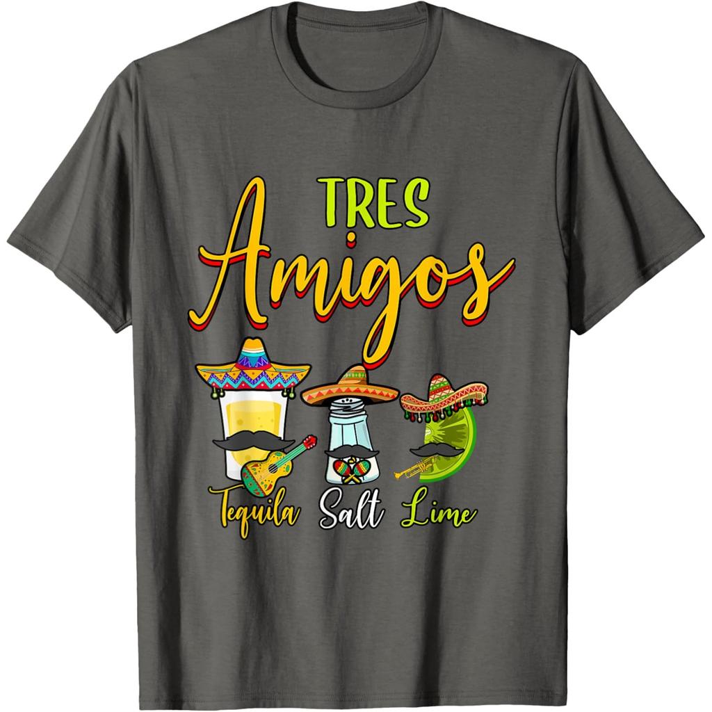 Tequila Salz Limette Tres Amigos Cinco De Mayo Grafik T-Shirt Lässiges Baumwoll-T-Shirt