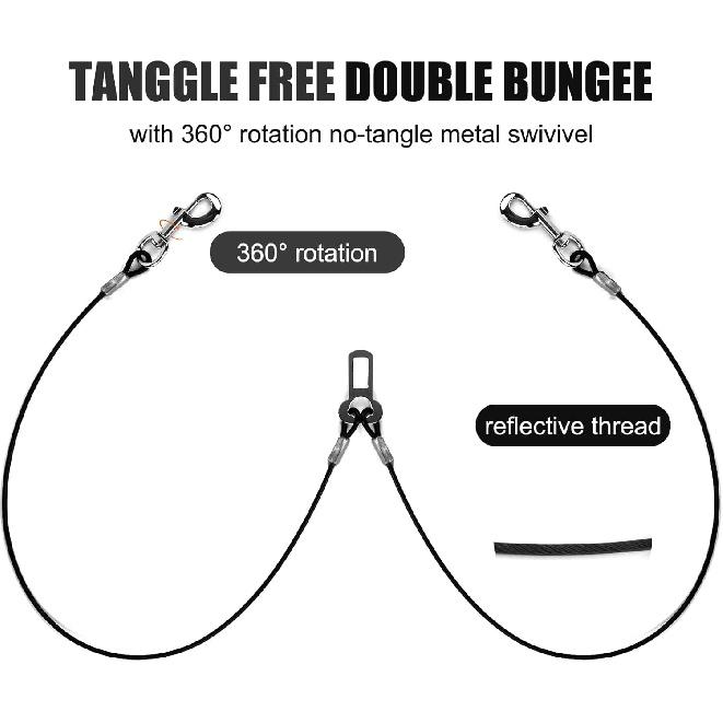 Dog Seat Belt, Double Dog Seatbelt Vehicle Safety Chew Proof Dogs Vehicle Safety Tether Cable,Double Clip No-Chew Pet Car Leash Lead,Car Safety