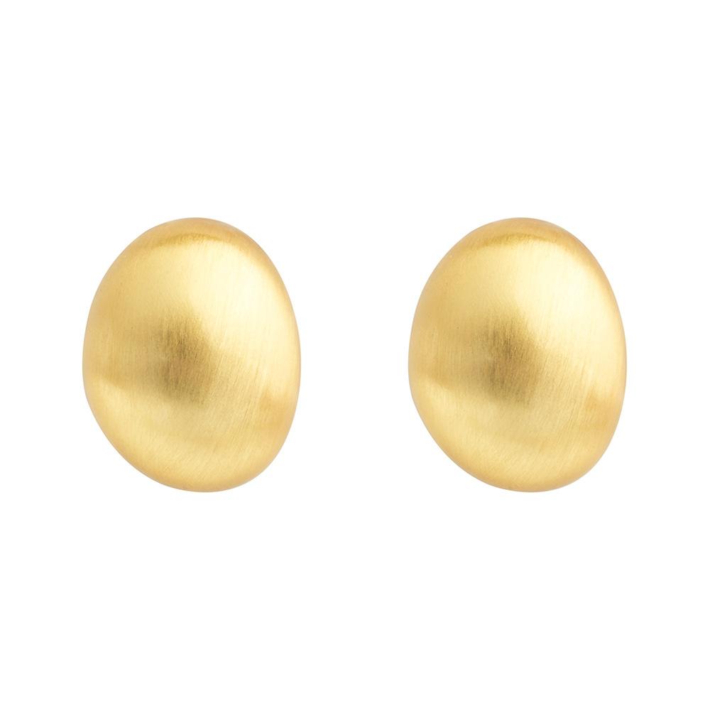 silver brushed small eggshell stud earrings niche design sense fashionable light luxury minimalist oval personality temperament earrings earrings