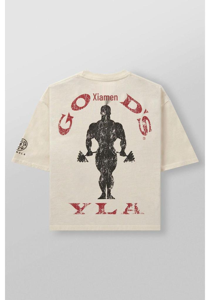YoungLA x Gold's Herren Übergröße Baumwolle Kurzarm Jogger Fitness T-Shirt
