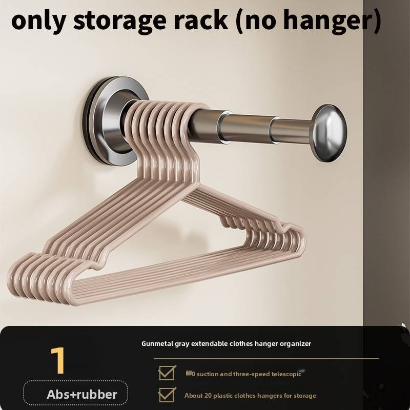 Plastic Suction Cup Wall Mount Organizer With Telescopic For Bathroom And Bedroom Storage