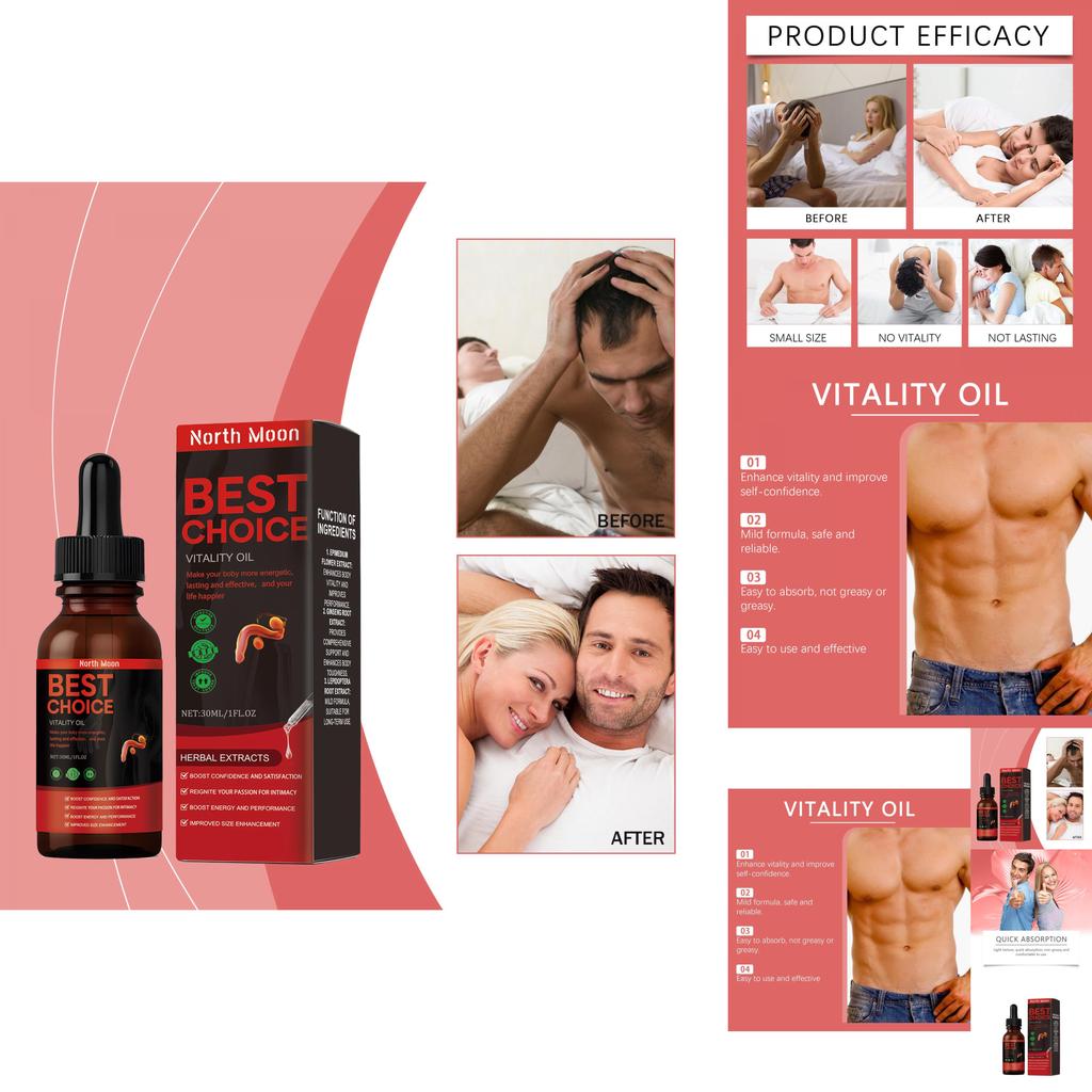 North Moon Men's Herbal Oil Energizing Vitality Massage Oil For Strong Body Care