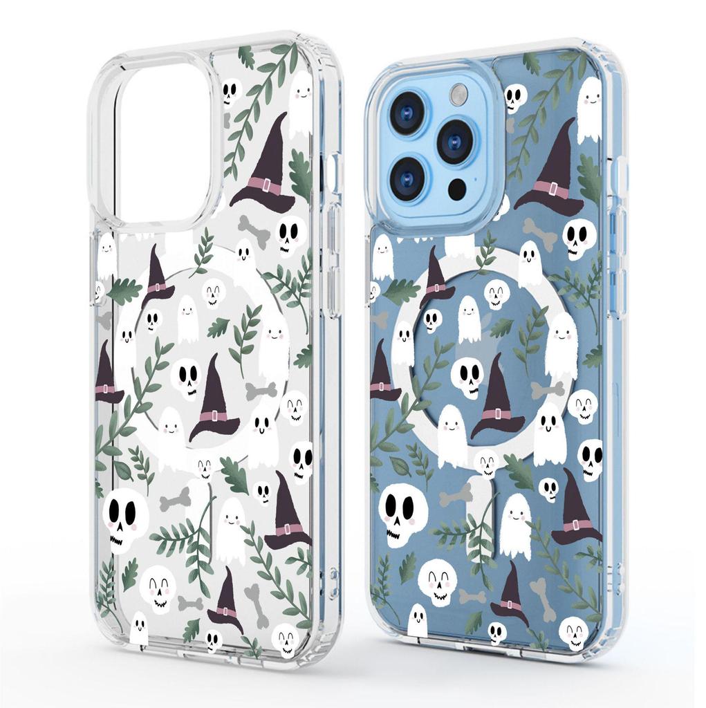 Magic Hat Ghost Magnetic Transparent Full Coverage Case for iPhone 15/16/17 Pro Max