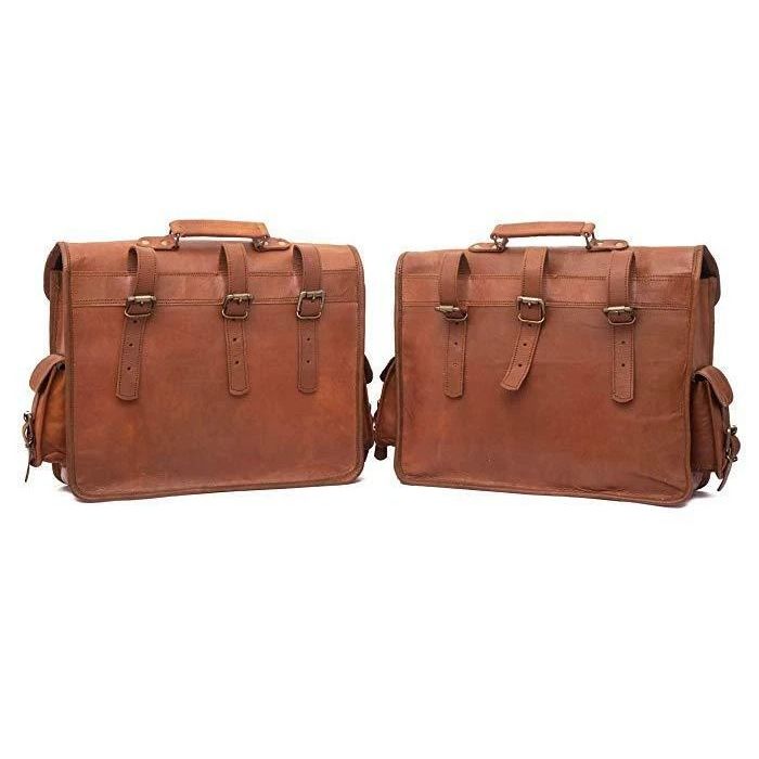 2 Motorcycle Saddlebags Side Pouch Quality Leather Pouch Panniers 2 Saddle bags
