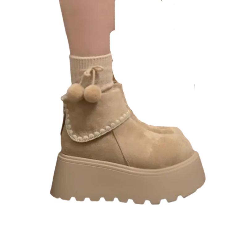 Fashion Flats Platform Women Ankle Boots Fashion Winter Suede Shoes Casual Dress Warm Snow Boots 2025 Designer Botas De Mujer Zapatos