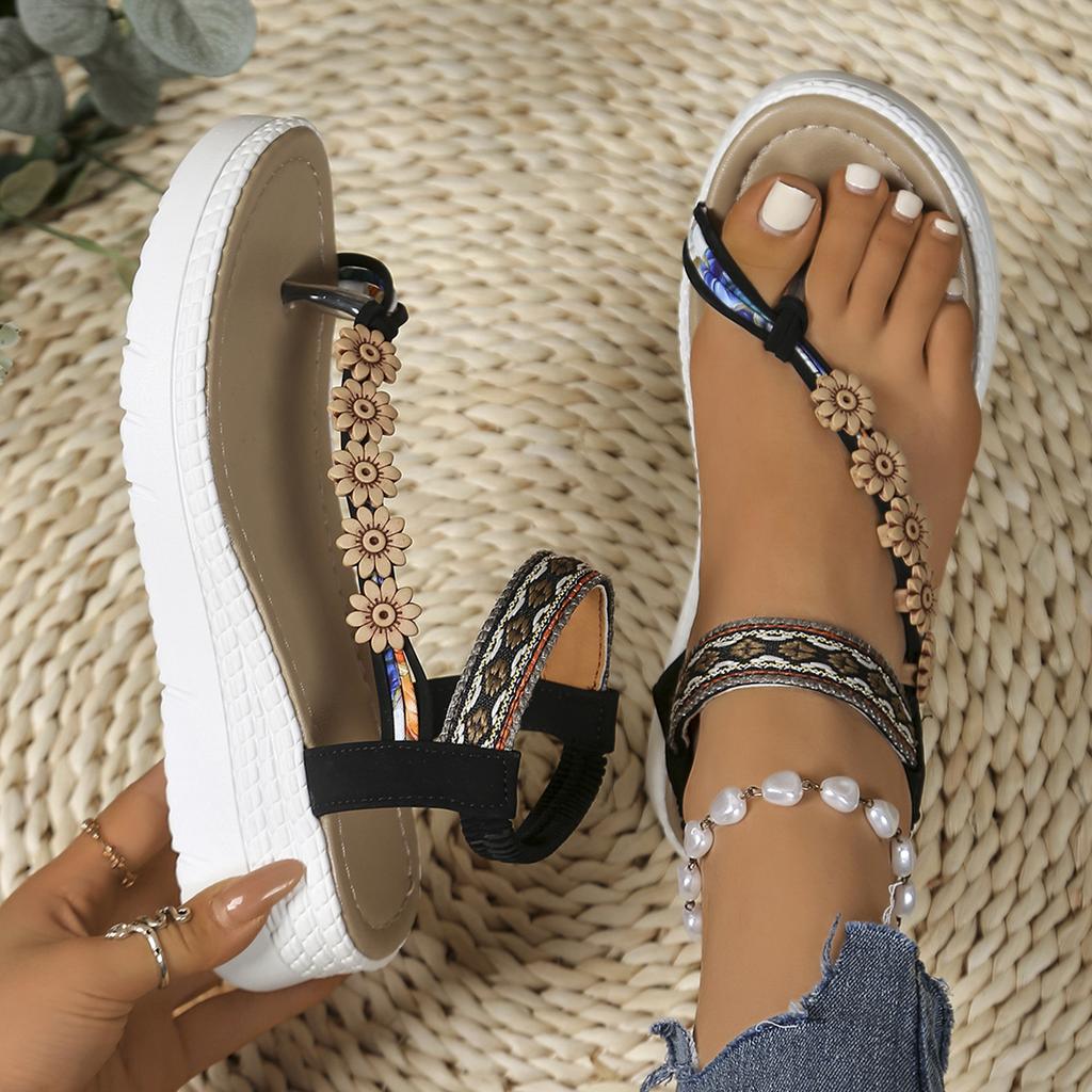 Fashion Women Sandals 2025 Fashion Platform Sandals Women New Mix Color Elastic Band Wedge Sandals Summer Daily Open Toe Shoes Female