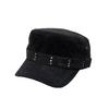 Autumn new retro imitation suede rivet flat top equestrian hat women's versatile adjustable face small personality hat