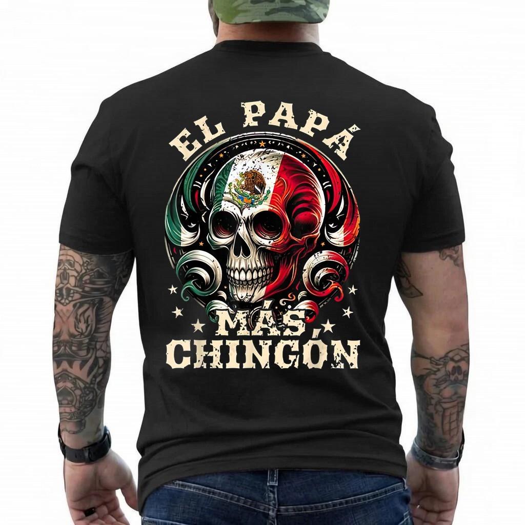 Mexincan El Papa Mas Chingon Skull T-Shirt L