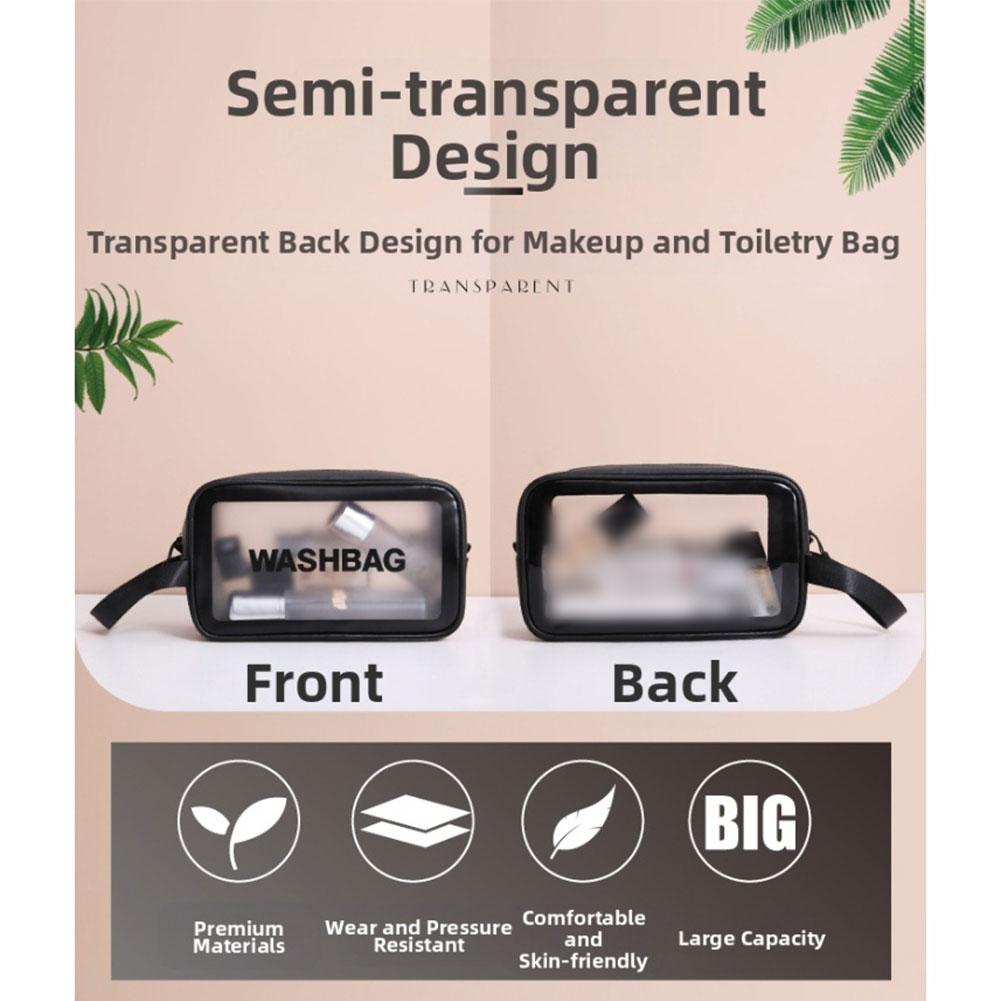 Waterproof PU Portable Toiletries Bag Large Capacity Matte Transparent Storage Organizer for Travel and Personal Care