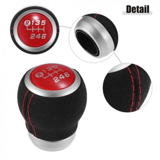 6 Speed Manual Gear Shift Knob for Subaru Impreza WRX STI Black Suede Red Cap