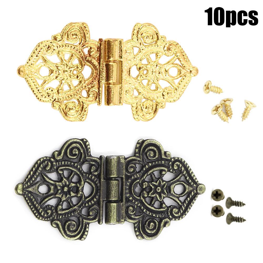 10Pcs 53x28mm Antique Decorative Hinges Wood Box Furniture Door Hardware Hot