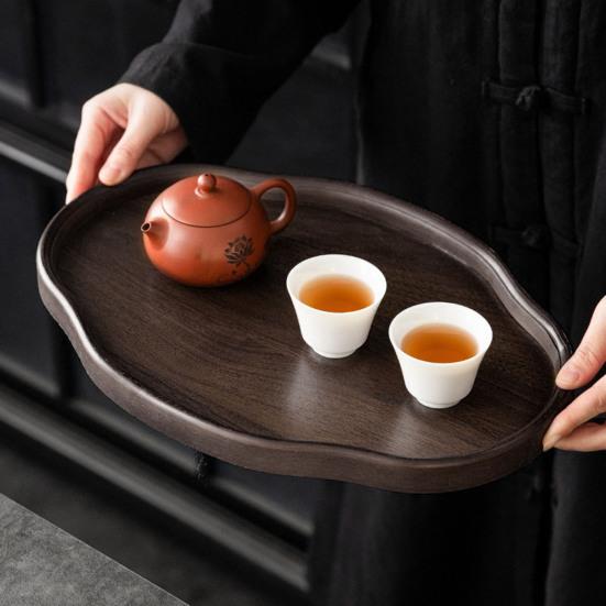 Bamboo Serving Tray Fruit Platter Tea Cup Storage Tray Multi-Purpose Snack Platter for Fruit