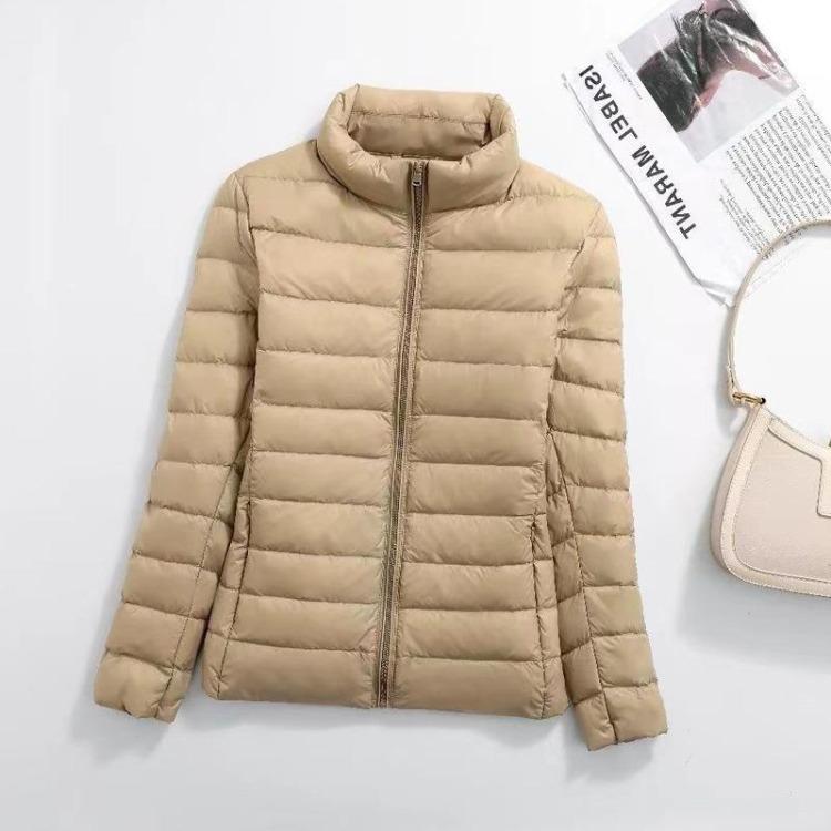 Giacca Piumino Donna Taglie Forti Stile Coreano Leggera Vestibilità Aderente Collo Alto Corta Cappotto Autunno Inverno